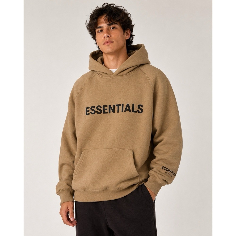 Fear of God Essentials Tan Pullover Hoodie XL Fleece Logo Streetwear Unisex